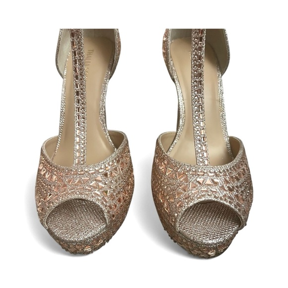 Thalia Sodi Women's Rhinestones Platform Heels Rose Gold 8.5 Party Fairy Glam - Picture 5 of 12